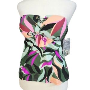NWT Hula Honey Tankini Swim Top, Strapless or Spaghetti Halter Jr's Sz Med